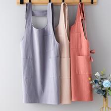 围裙女厨房棉绉透气家用厨房围裙2023新款背带围腰罩衣男时尚做饭