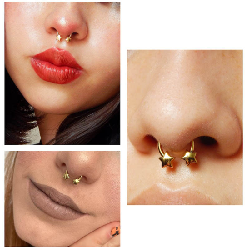 European and American cross-border best-selling star-shaped nose rings, multi-color stainless steel nose ornaments, personalized and cool piercing accessories manufacturer details Picture