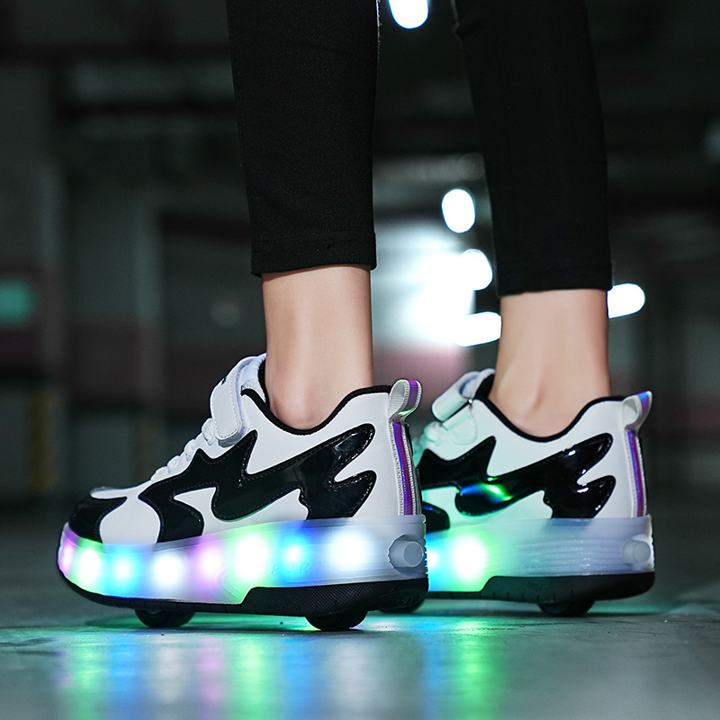 Children's Walking Shoes Two-Wheeled Mia Mia Removable Hidden Teen Charging Sports Light-Up Roller Skates With Lights Specification drawing