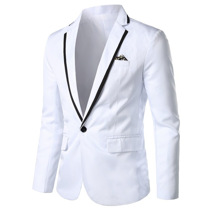 Amazon Foreign Trade red men's suit cross-border splicing personalized plus-size suit men's casual business jacket single West details Picture