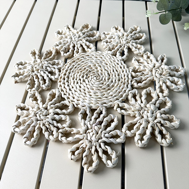 Hot Spot Hand Woven Casserole Mat Corn Fur Woven Placemats Insulated Placemats Flower Decorative Mat Insulation Mat Specification drawing