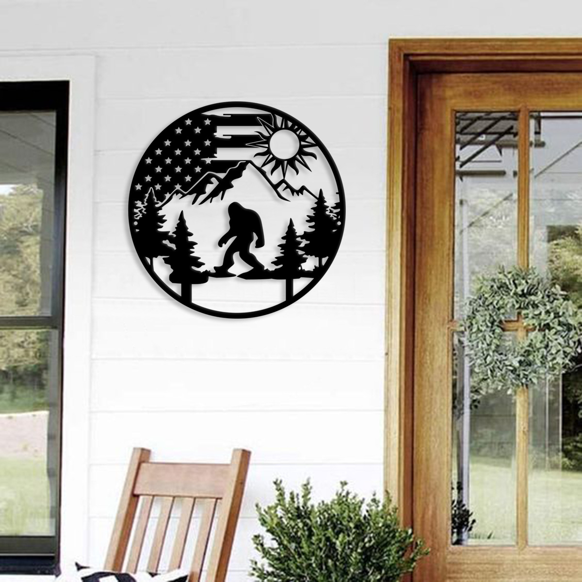 雪山风景亚马逊跨境铁艺烤漆装饰挂墙树室内艺术品摆件物客厅创意
