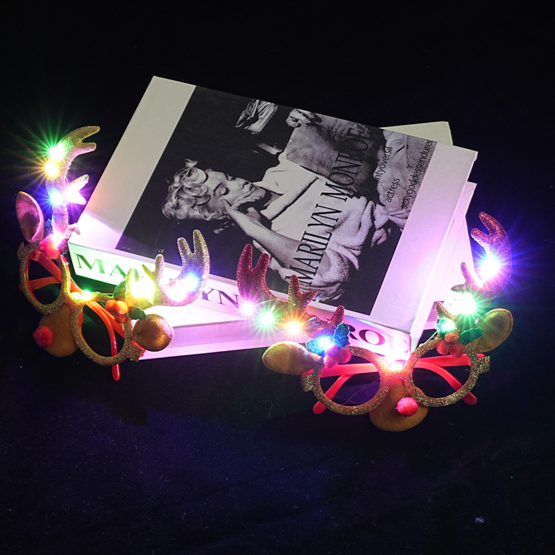 2024 New Halloween glasses Christmas glow led decorative glasses adult children Christmas gift party creation Specification drawing