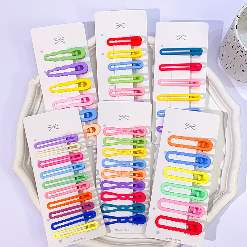 Simple Base Metal Clip Ins Dopamine Bangs Clip Diy Duck Bill Clip Clip With Candy-Colored Hair Accessories On The Side details Picture
