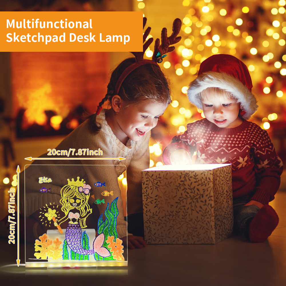 Multi-functional LED night light, acrylic erasable transparent drawing board, light-emitting board, multi-color change, Christmas gift for girls