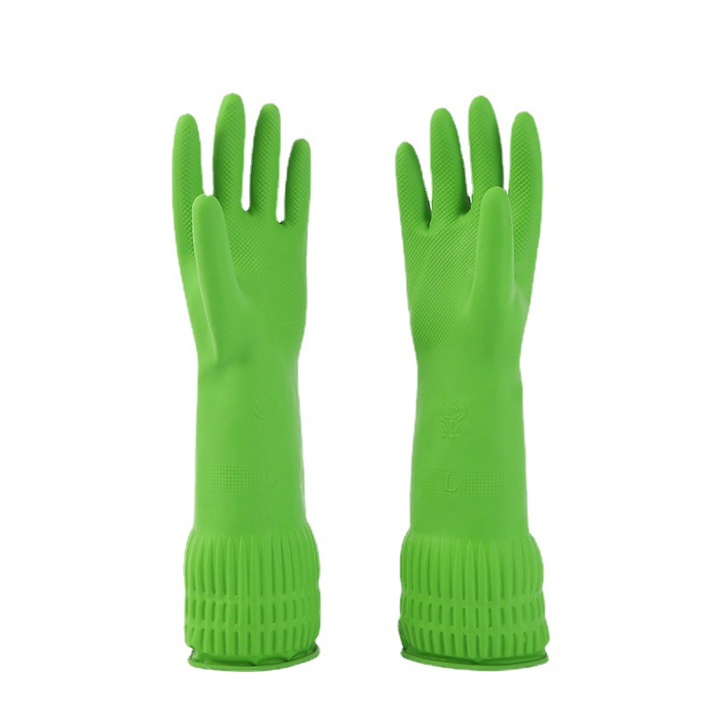 厨房家务洗衣乳胶手套绿色加长38cm洗碗手套防水耐磨手套劳保手套详情图2