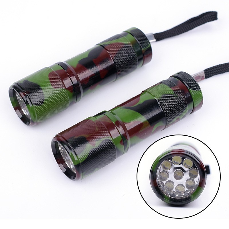 Anbao 3w High-intensity 9-light camouflage military green LED flashlight with high-brightness illumination business gift promotion small flashlight Specification image