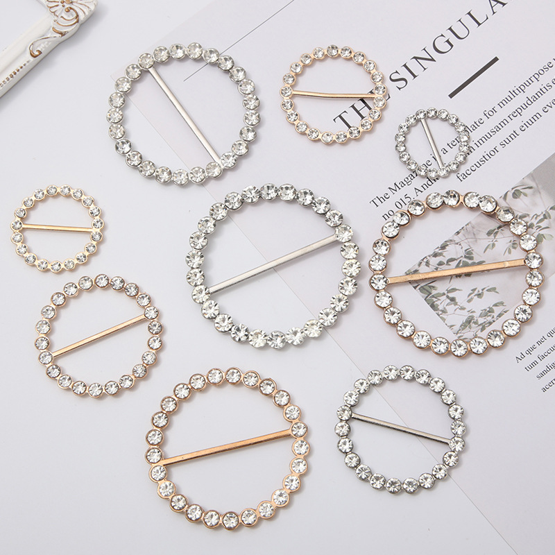 Metal Pearl Waist Buckle Silk Scarf Buckle Shirt T-Shirt Corner Knotted Button Waist Fixed Buckle Drill Three-Speed Buckle Rhinestone Specification drawing