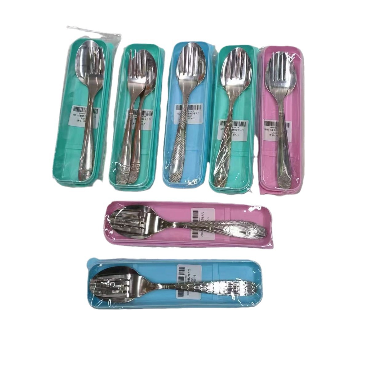 A variety of styles and colors are available. Portable sets of spoons, forks and chopsticks, student storage boxes, tableware, stainless steel spoons Item Picture