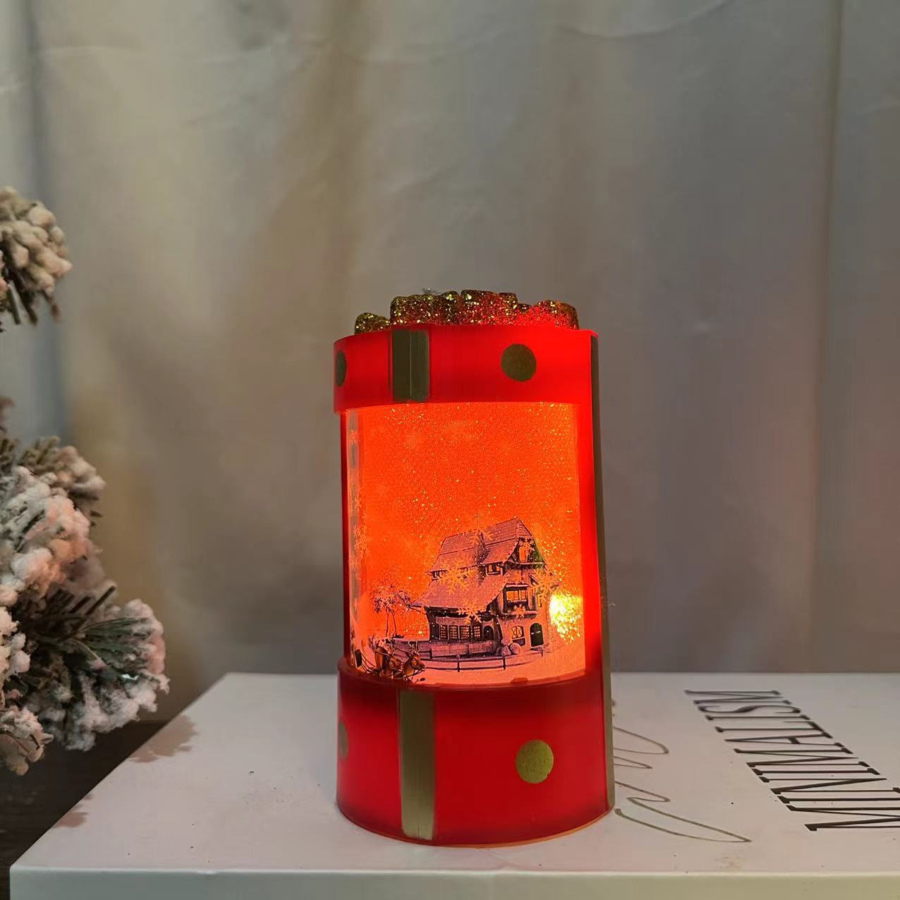 New Christmas Gift Led Light Dusting Gold Powder Gift Box Package Creative Gift Decoration Small Wind Light Small Night Light details Picture