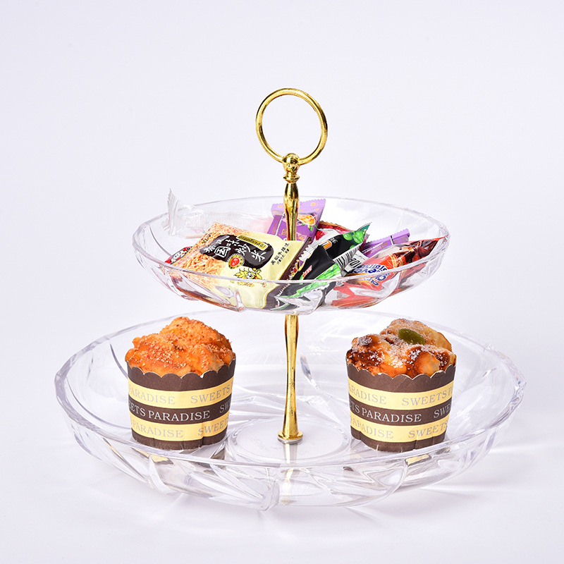 New Plastic Snack Bar Creative Afternoon Tea Heart Plate European Plastic Double Layer Cake Plate Fruit Plate Set details Picture