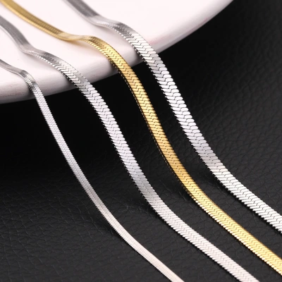 Stainless Steel Blade Necklace Flat Snake Chain Hip Hop Piece Chain Thin Encrypted Snake Chain Electric 18K Gold Necklace