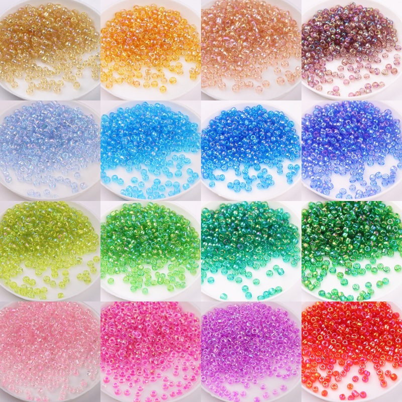 多尺寸1.5mm-4mm玻璃米珠幻彩透明仿日产颜色散珠DIY串珠流苏配件