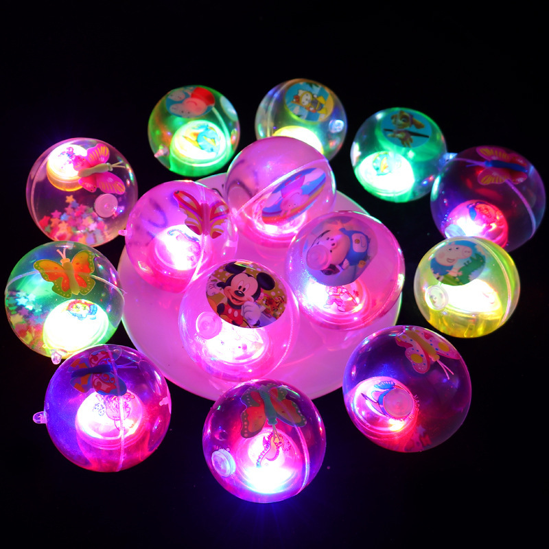 Glitter crystal ball Light up elastic ball with rope jump ball Glitter children's toys night market stall toys