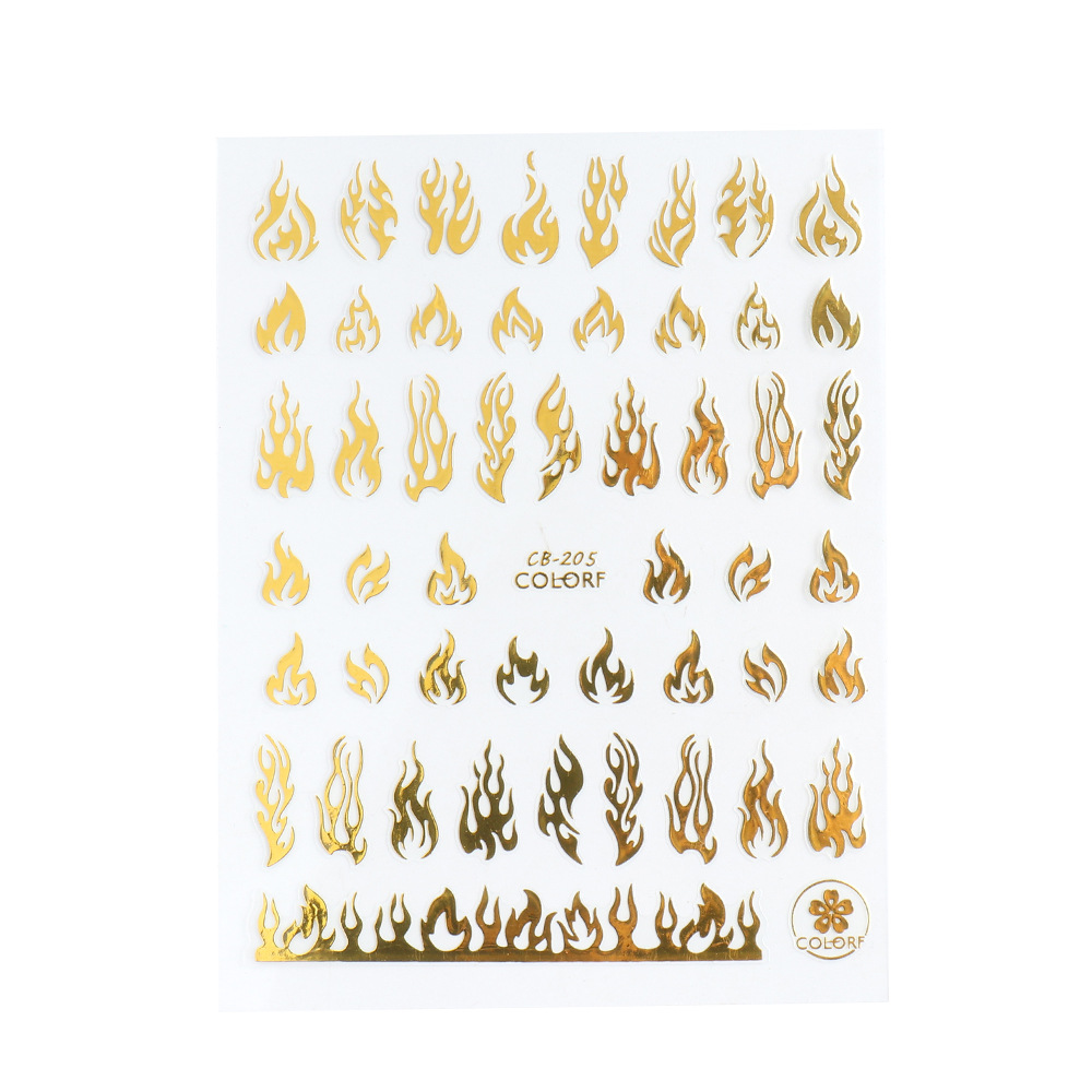 Cross-border new nail stickers, Instagram black, white, gold and silver flame self-adhesive stickers CB series nail stickers nail shanilak Item Picture
