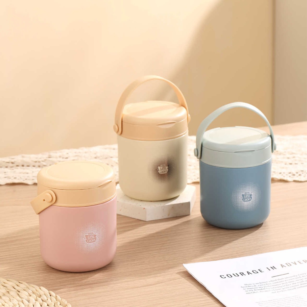 B-574 INS Japanese 304 stainless steel soup cup, portable breakfast cup for students and office workers with handle, oat milk details Picture