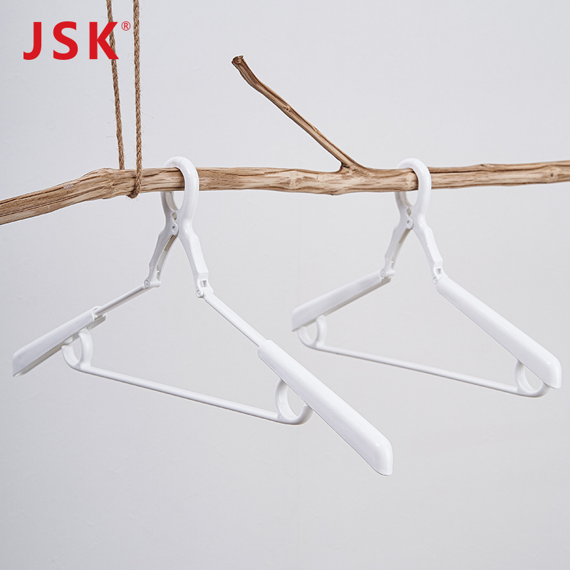 日本JSK无痕宽肩衣架批发伸缩衣服架家用衣撑防滑加粗塑料衣挂架详情图2