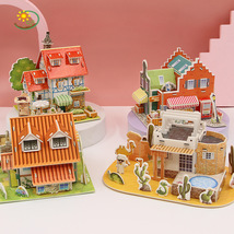 益智3Ddiy立体拼图房子手工拼装早教模型儿童玩具男女孩纸质拼图