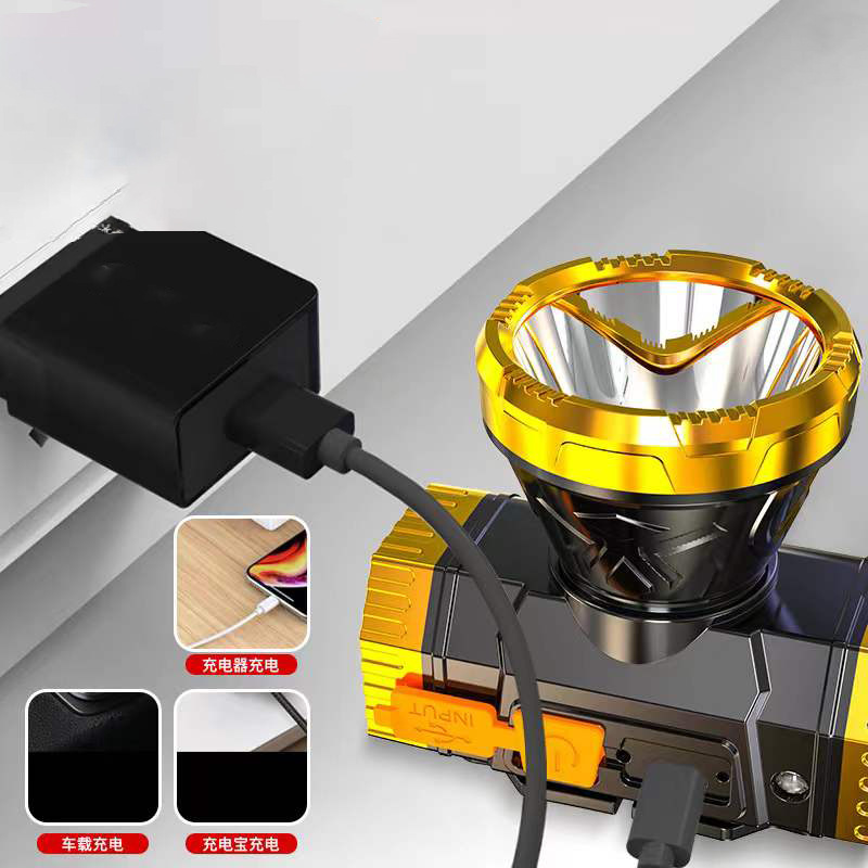LED headlight, ultra-bright flashlight, outdoor head-mounted household long-range charging night fishing small xenon miner's lamp details Picture