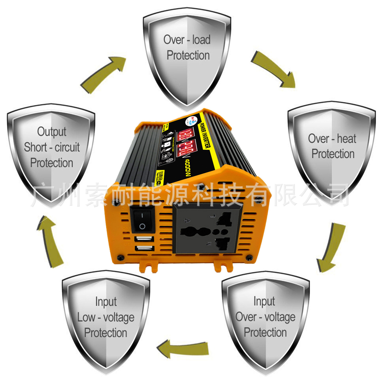 Legend II Car inverter 300W 12V to 220V/110V Cross-border Inverter with voltage display pic 9