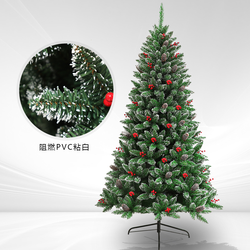 Amazon New White Pointed Red Fruit Green Christmas Tree Custom Processing Source Factory Green Pvc Bare Tree details Picture