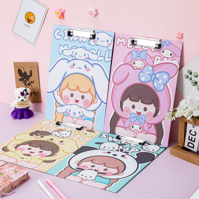 Creative Cartoon Cute Little Fresh Girl A4 Board Clip Girl Heart Paper Exam Pad Paper Data Storage Folder details Picture