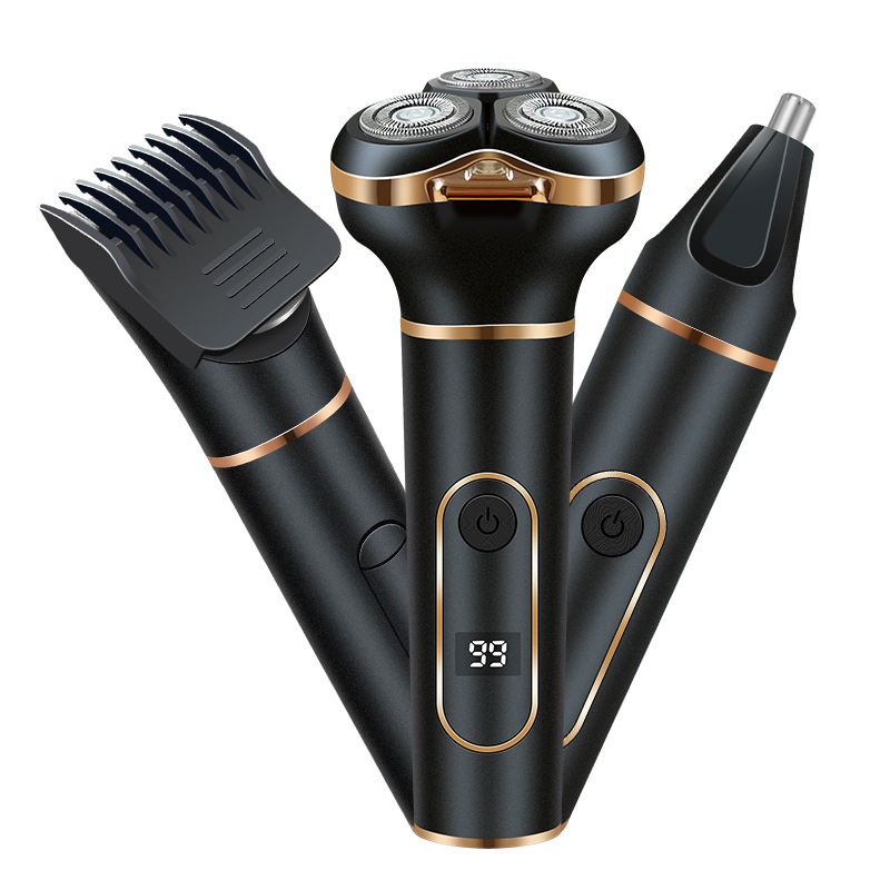 Multi-functional electric shaver, three-in-one LCD display nose hair knife, USB charging hair clipper set 7086 details Picture