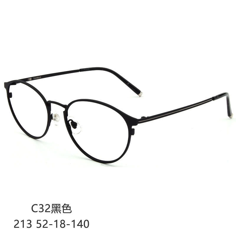 眼镜架全框圆/宽边眼镜钛眼/可配高度数2白底实物图