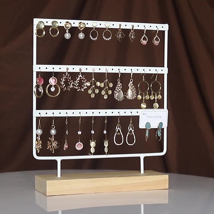 Soporte de pendientes de hierro de madera sólida hogar orejeras almacenamiento soporte de joyas pendientes colgantes tarjeta de papel soporte de exhibición de accesorios
