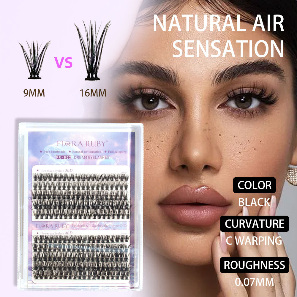 Floraruby Pure Handmade False Eyelashes Simulation Eyelashes Lazy Person Single Cluster 30D Mixed Sunflower Grafting Eyelashes