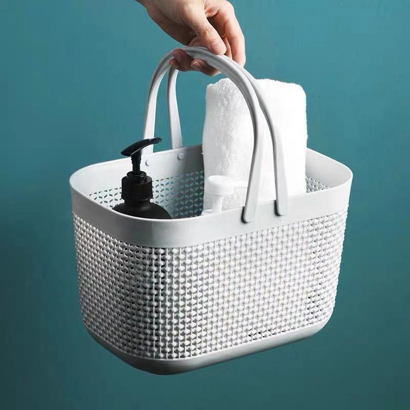 Plastic hand-held bath basket, storage basket, bathroom, shower basket, sundries storage basket, basket, washbasin basket, bath basket Specification image