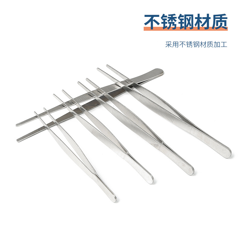 Manufacturers wholesale carbon steel straight tweezers gardening fleshy tweezers landscape clip multi-specification round head accessories tweezers details Picture