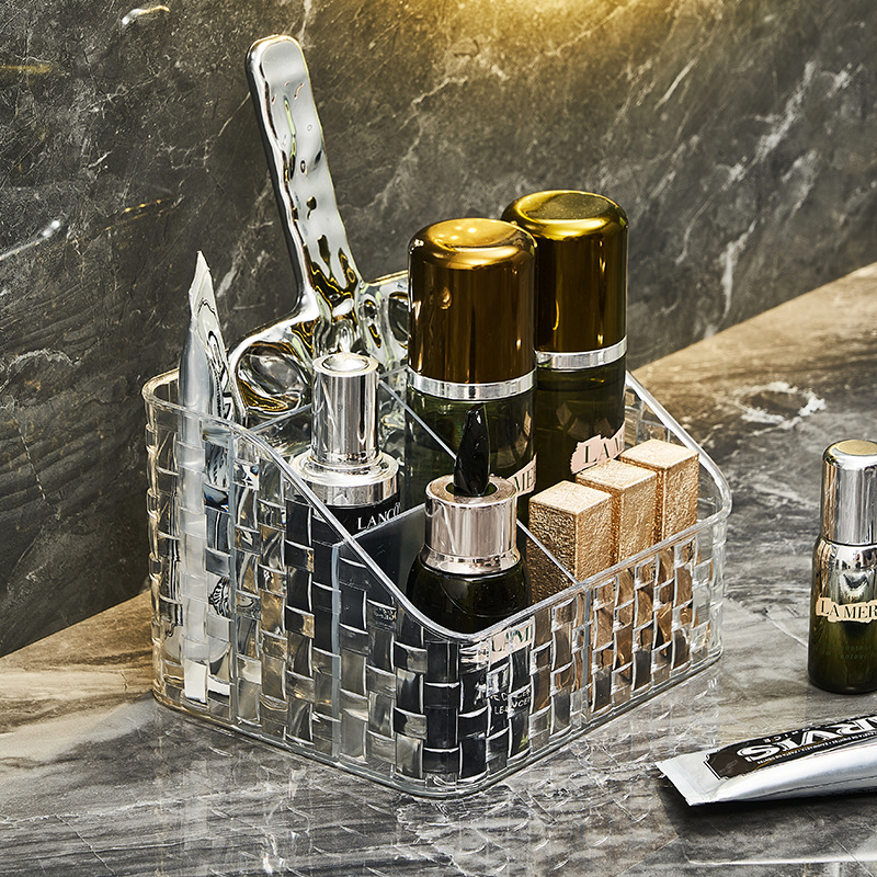 Cosmetics storage box, lipstick and skin care products, light luxury table, dressing table, living room desktop, pen holder, storage rack full figure