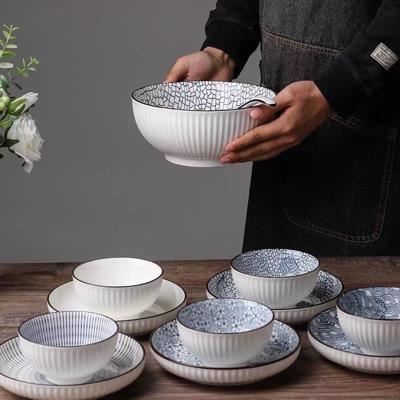 日式山田碗 网红创意印花家用陶瓷碗米饭碗泡面碗汤碗盘餐具详情图4