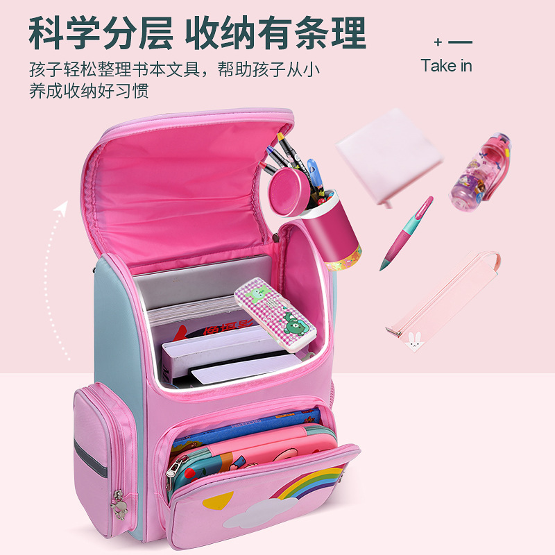 Children's Schoolbag Shoulder Korean Version Space Spine Relief Light A Replacement For Primary School Students Schoolbag Printed Word Printed Logo Application Scenario