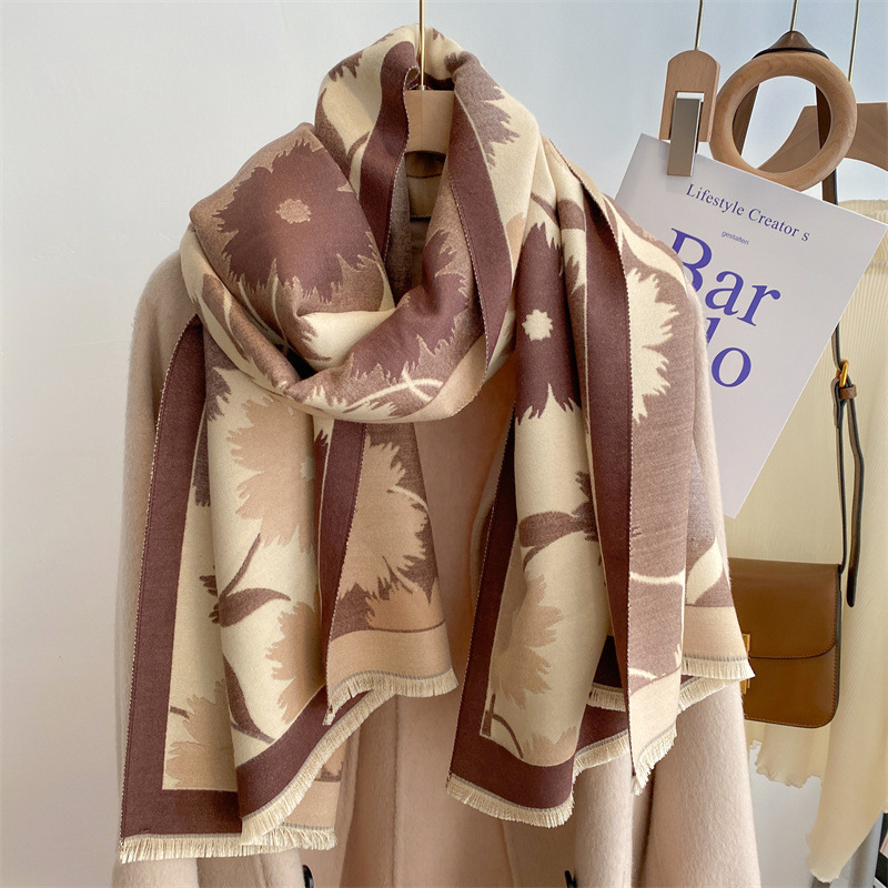 Thick Scarf Women's Imitation Cashmere Winter Thickened Cape Korean Version Cape Everything Japanese Wind Scarf 2022 New Application Scenario
