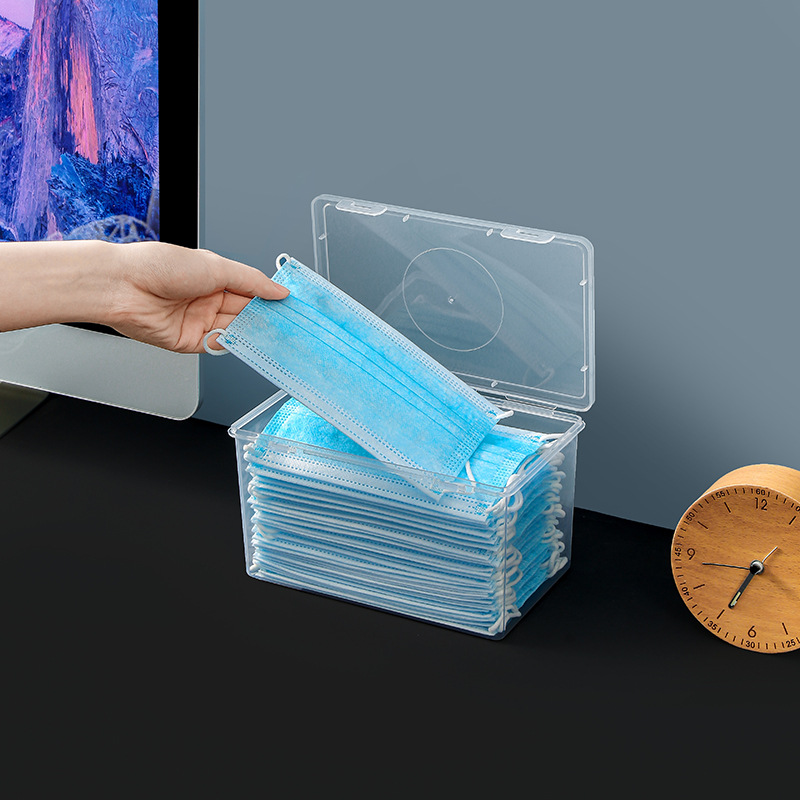 Mask Storage Box Large Capacity Student Storage Muzzle Mask Box Household Transparent Box Storage Device details Picture
