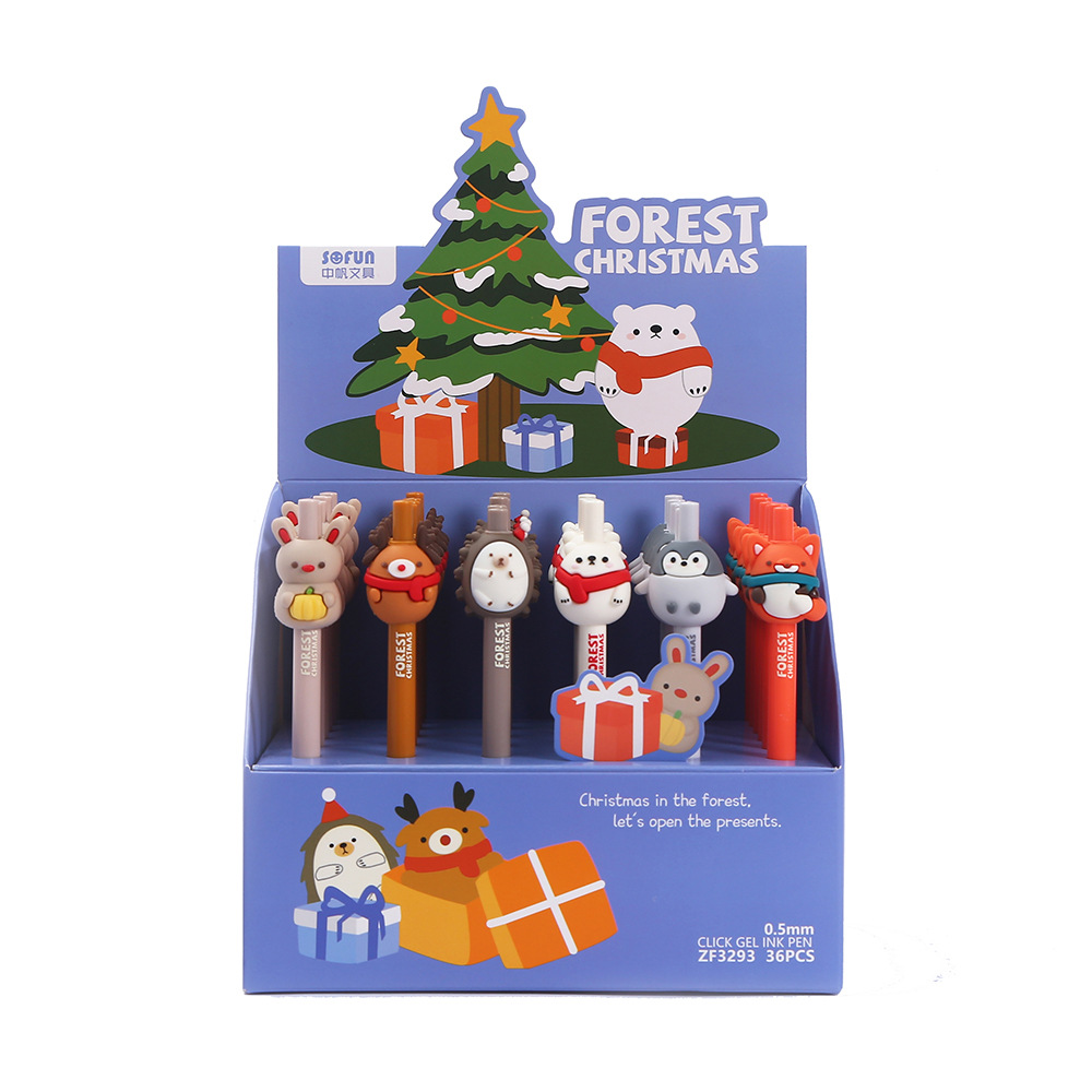 Zhongfan Stationery Christmas Series Silicone Elk Penguin Hedgehog Bear Gel Pen Halloween Pumpkin Cute Rabbit Gel Pen Item Picture