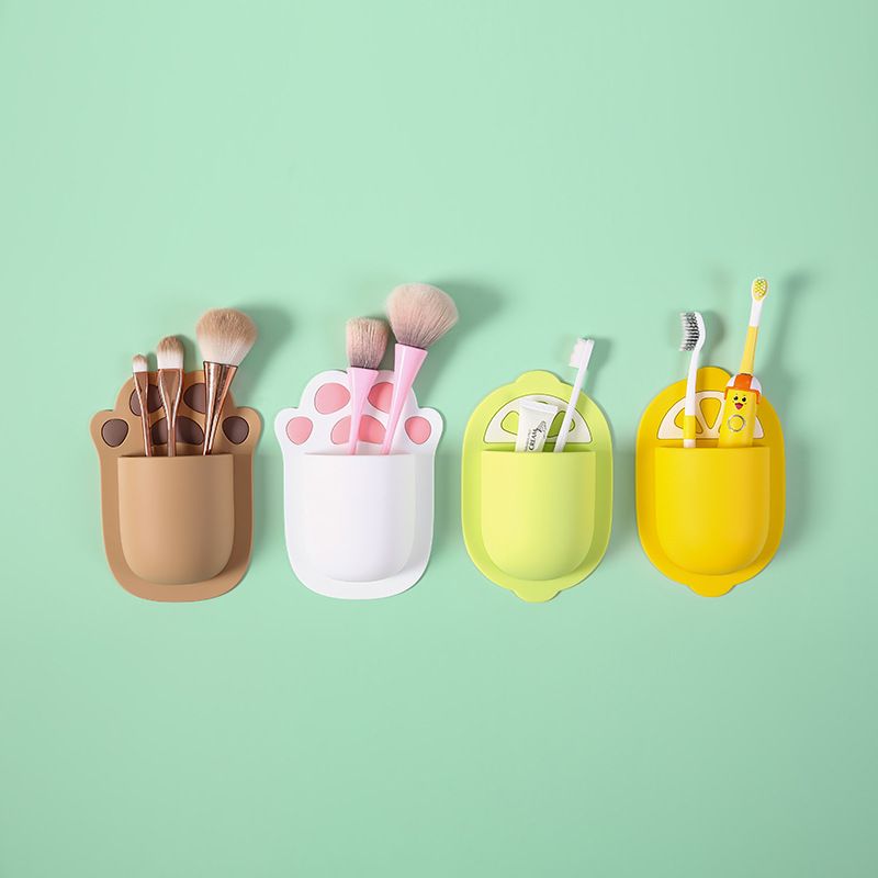 Cross-border best-selling non-drilling wall-mounted bathroom storage rack, home suction cup toothbrush silicone storage rack Specification image