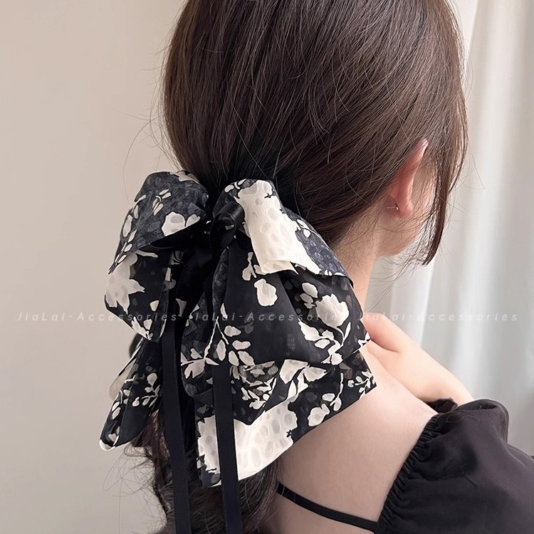French Gentle Temperament Bow Streamer Grab Clip To Show The Face Small Back Of Head Hair Clip Shark Clip Hair Accessories Clip