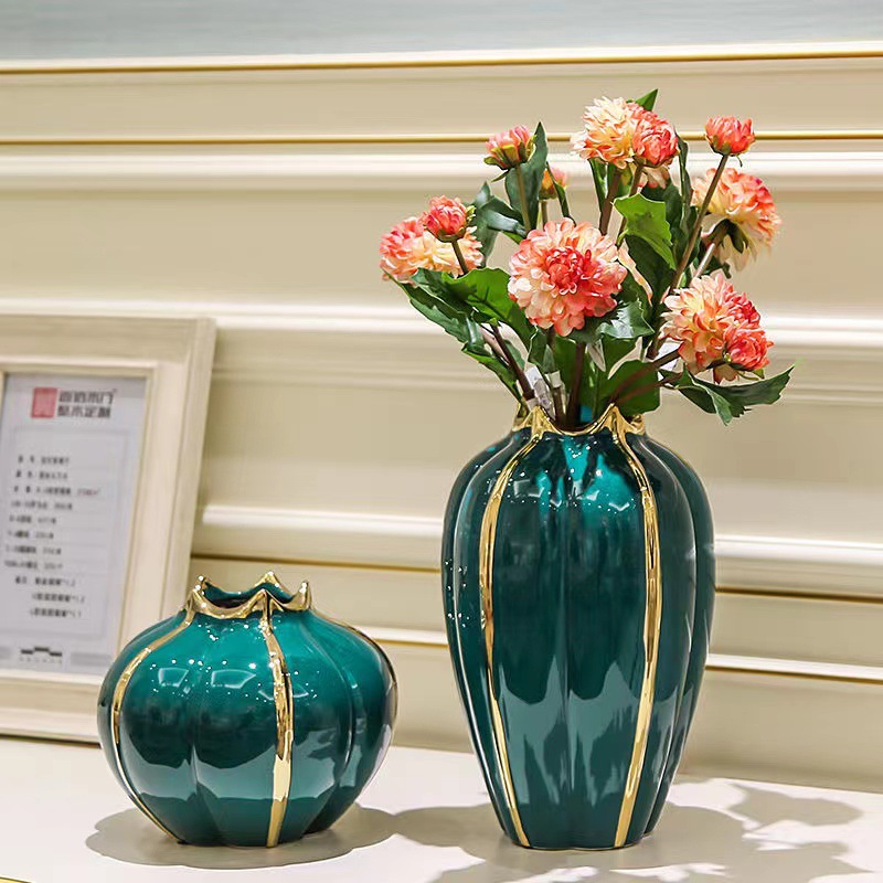 Light luxury new Chinese new ceramic vase decoration living room creative entrance TV cabinet table Nordic style decoration General jar General bottle decoration details Picture