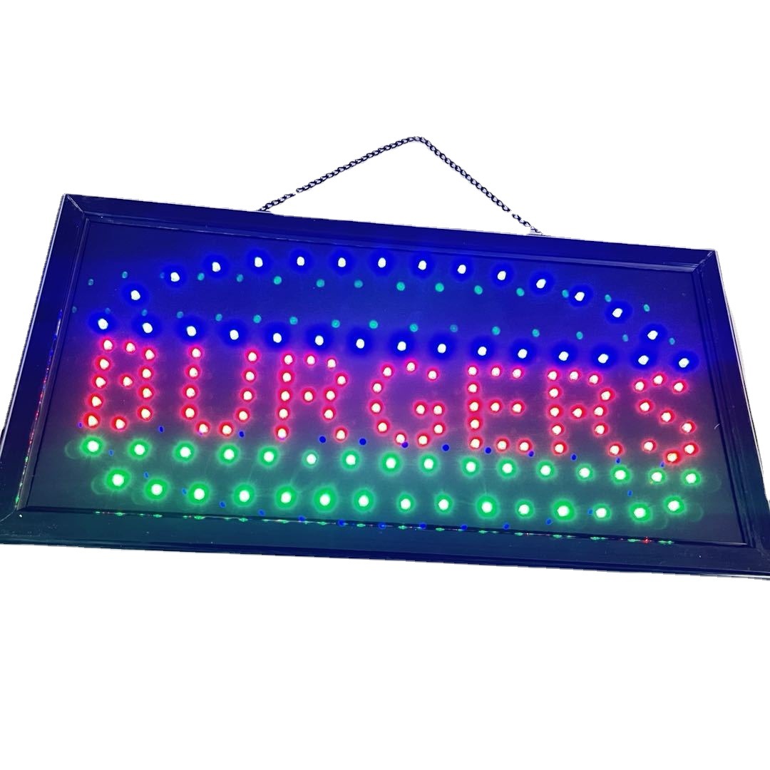 LED广告牌led灯牌 BURGERS欧美款式 跨境电商亚马逊19*10指示灯牌