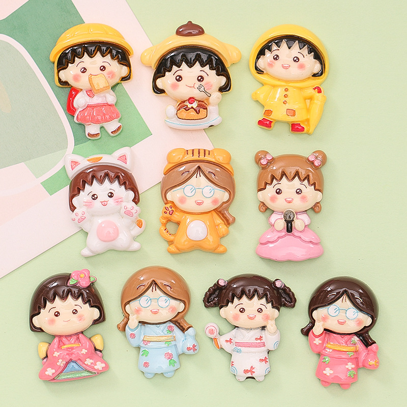 Cute Cartoon Ball Girl Diy Cream Glue Homemade Phone Case Hair Card Shoe Buckle Pendant Resin Accessories Wholesale
