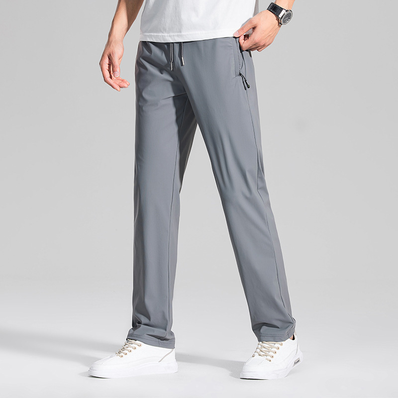Spring men's trousers: Casual and versatile, made of elastic and smooth fabric, fashionable pants that do not require ironing, suitable for daily outings and outdoor wear details Picture