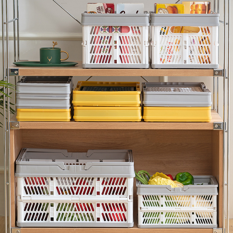 Grocery Storage Basket Square Household Clothes Can Be Folded High Folding Storage Basket Shopping Basket Store Large Hand Application Scenario