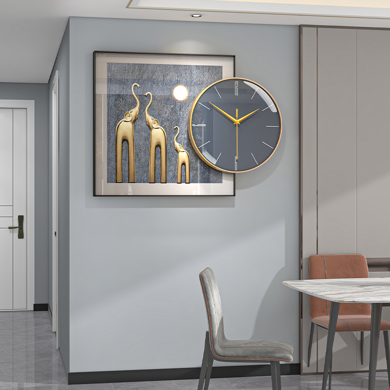 Cross-Border Clock Living Room New Elephant Wall Clock Italian Modern Decoration Clock Wall Three-Dimensional Relief Simple Hanging Picture details Picture