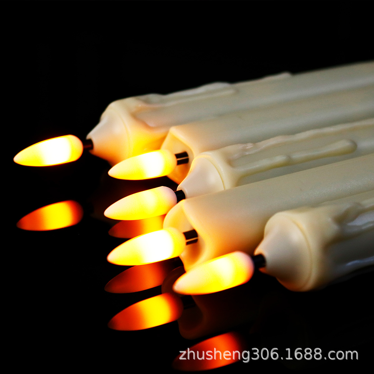 Hot color cross-border tearful long pole electronic candle lamp, warm white plastic simulation Christmas candle, European-style decoration details Picture