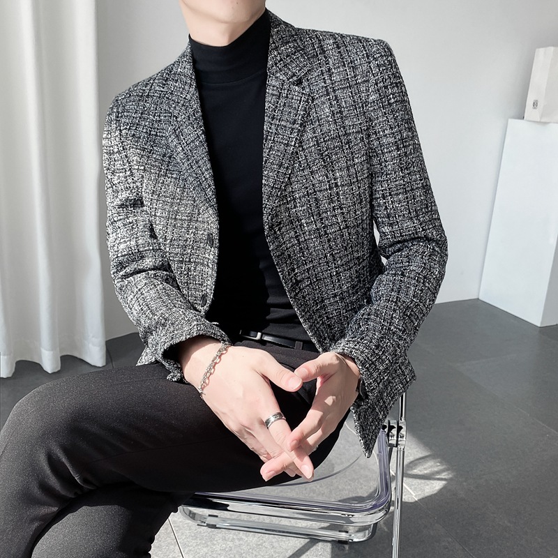 The 2022 Spring and Autumn new men's slimming and drape suit, a Korean-style Douyin minimalist and mature style, is a trendy one-piece replacement