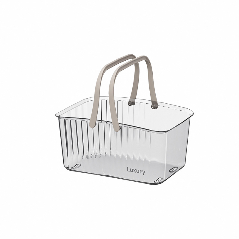 G5 THF Transparent Bath Basket, a water-draining portable light luxury home bath basket, and a dormitory bathroom storage basket Item Picture