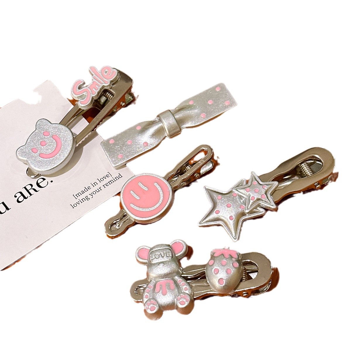 Children's hair clips, girls' dopamine, cute forehead hair clips, bangs clips, headwear, 2024 new style hair clips, girls' side clips Item Picture